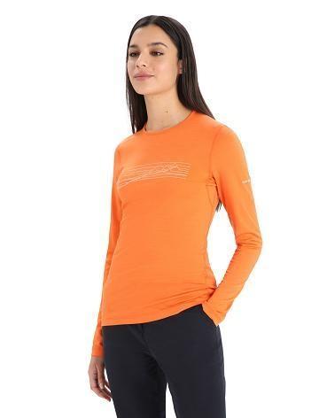 Icebreaker Merino 200 Oasis Long Sleeve Crewe Ski Stripes Naisten Base Layers Oranssi | FI 1830UZGT